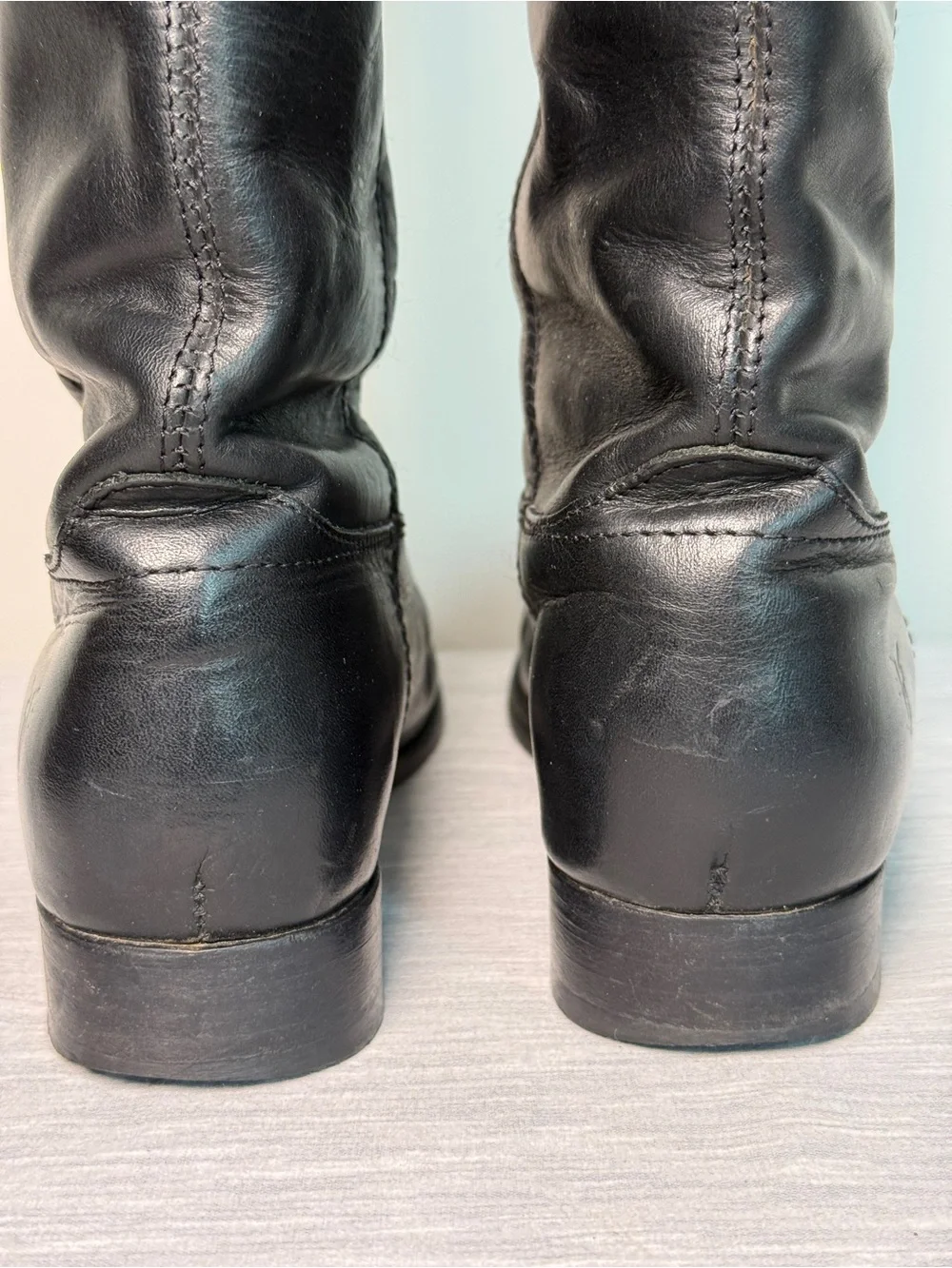 Frye Wyatt Vintage Tall Black Leather Riding Boots Sz 7